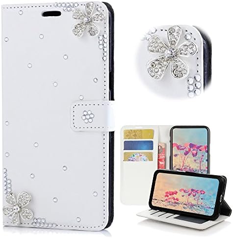 STENES Galaxy S9 Plus Caso - 3D Flores artesanais Carteira de carteira Dobra capa de couro Caixa Butterfly Dust,