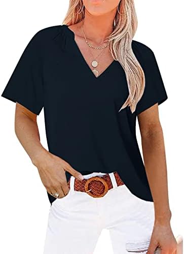 Camiseta longa camiseta feminina redonda pescoço vin topo chiffon solto manga curta de manga curta camiseta casual