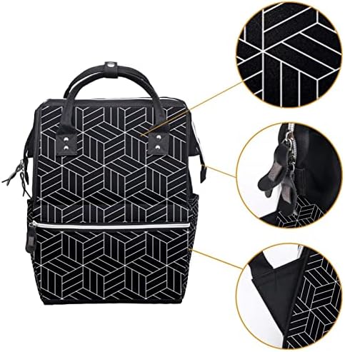 Mochila VBFOFBV Backpack, mochila multifuncional de viagem grande, padrão tridimensional geométrico preto e branco