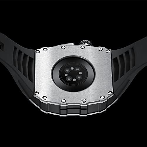 Caixa de liga de alumínio Trdybsk para Apple Watch Band 44mm 45mm Fluororberber Strap para Iwatch Series 7 6 5 4