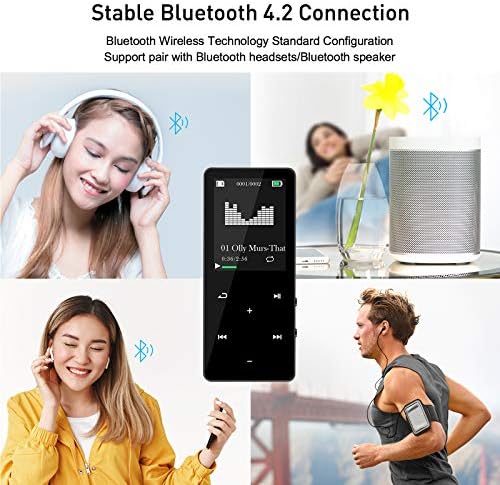 MP3 player com Bluetooth 40 GB de música portátil com fone de ouvido, alto-falante adequado