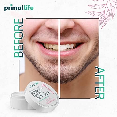 Primal Life Organics - mole de dente suja de boca, pó de limpeza de dentes, óleos essenciais com sabor