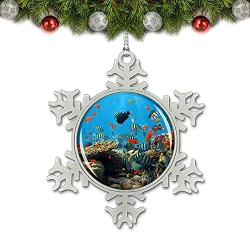 UMSUFA Illinois Chicago Aquarium Fish USA Christmas Ornament Tree Pingente Decoração de Crystal Metal