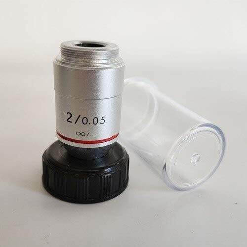 Guoshuche 1pc 195 1x/2x de baixa ampliação infinita lente objetiva achromática para rosca RMS 23,2 mm Microscópio biológico para observação natural/inspeção de peças