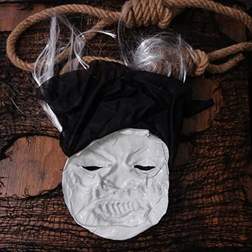 Nuobesty Halloween Cover de rosto assustador máscara de monstro de rosto completo com cabelo branco horror