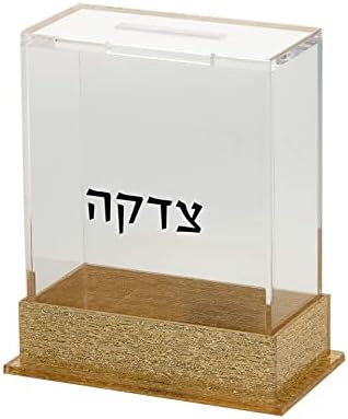 Judaica Tzedakah caixa transparente clara