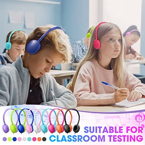 Fones de ouvido a granel 27 pacote multi colorido para fones de ouvido escolar com plugue de fone de ouvido de 3,5 mm para biblioteca de aula escolar estudantes crianças crianças adolescentes e adultos, 9 cores