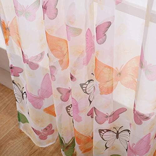 Butterfly Voile Janela Curtain Painéis de ilhós cortina impressa para quarto Berçário da sala de estar