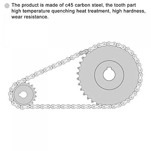 UXCELL 22 Rollo de dente Tipo B, 25 corrente, fita única de 1/4 , 15mm de óxido preto C45 aço carbono,