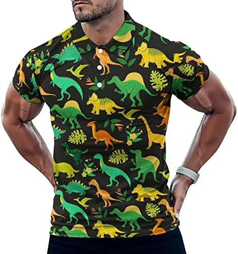 Dinossauros de desenhos animados e palm-shirt de palm-shirt de palmeira tropial camisetas de manga curta regulares tops casuais