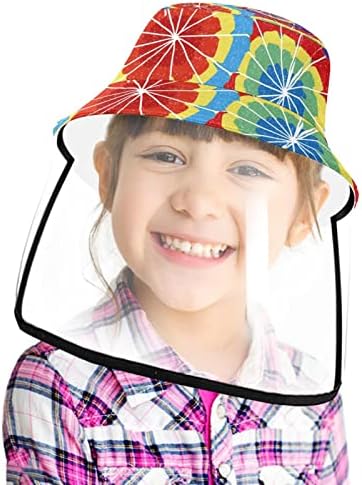 Chapéu de proteção para adultos com escudo facial, chapéu de pescador anti -sun tap, cor laranja abstrata