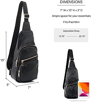 Emperia Faux Leather Small Sling Mackpack Backpack Saco de peito multiuso Caminhando Daypack Rushsack