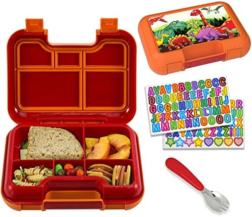 Mainstream Source Kids Grab-and-Go Bento Lunch Box Bento-Inclui bandeja removível com 5 compartimentos,