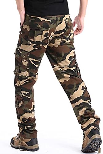 Miashui 9 10 Moda de moda de moda casual Camuflagem Multi -bolso zíper Fechle calça de carga masculina de
