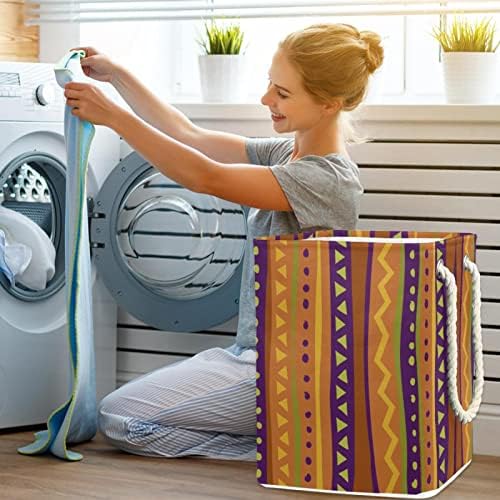 Bolsas de armazenamento de cesta de lavanderia geométrica embutido com suportes destacáveis ​​cesto de roupa dobrável