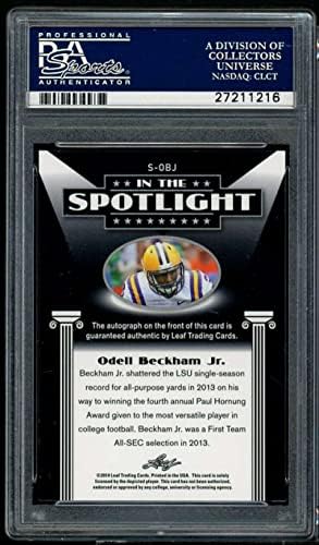 Odell Beckham Jr. ROOKIE CARD 2014 Autografos de folhas de folha A-OBJ PSA 10