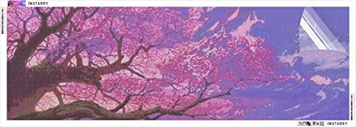 Kits de pintura de diamante DIY de instarry 5D para adultos Blossoms de cerejeira de tamanho grande e montanhas
