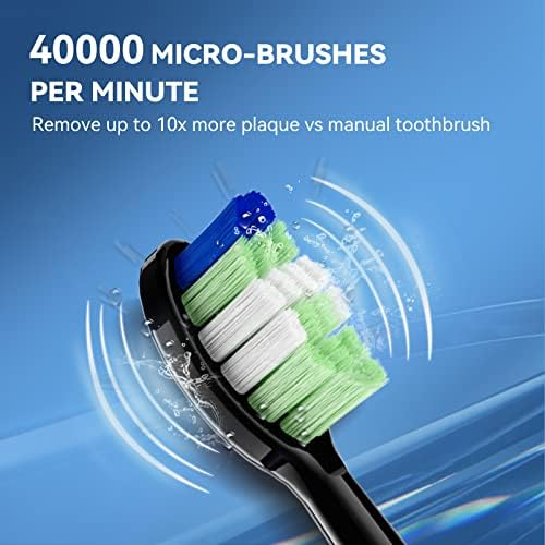 Escova de dentes elétrica sônica jtf para adultos - escova de dentes branqueando os dentes com 6 cabeças de escova