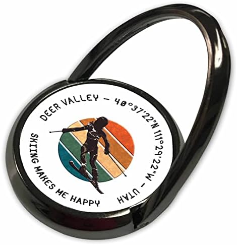 3drose Deer Valley, Utah. Esquiador feminino ou mulher, disco colorido em branco - anéis de telefone