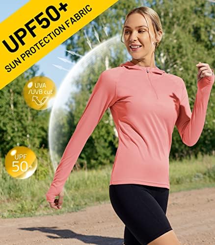 Mier Feminino UPF 50+ Sun Protection Capuz Camisa de manga comprida camisa UV externa correndo