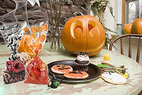 150 PCs Halloween Violoncelo Sacos de Hallophane Sacos de tratamento de celofane com laços para doces de