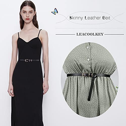 LeoCoolkey 4 Pacote de cinto de couro magro para mulheres vestem cinto de cintura fina com fivela