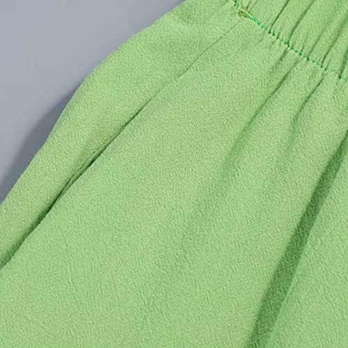 Calças de linho de algodão para mulheres calças de verão casuais com bolsos calças de harém vintage harém