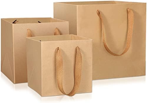 Zonon 30 bolsas de papel marrom com alças Bolsas de papel para presentes Sacos de compras de supermercado