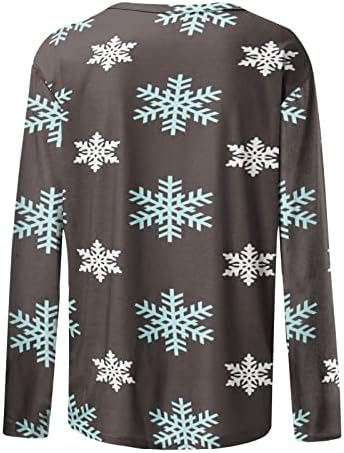 Ndvyxx Sweater Feio de Natal para mulheres fofas de manga longa Camisas de manga longa caem moletons de castanha