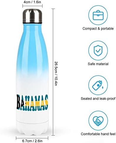 Bandeira das Bahamas 17oz Sport Water Bottle Stainless Aço aço a vácuo Isolado em forma de cola