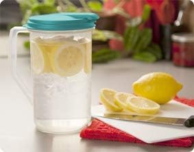 Tribello Pitcher com tampa de 1 galão, jarra de água plástica redonda com tampas de flip -top, ideal para limonada,