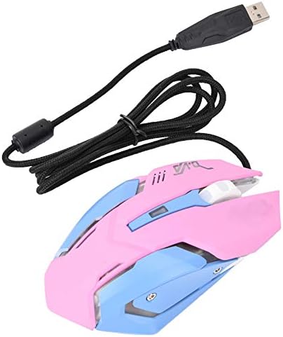 Mouse de jogos Pelnotac Pink, conexão inteligente, alta sensibilidade 3200dpi, plug and play, aderência confortável, bela luz LED para escritório diário e entretenimento de jogos.