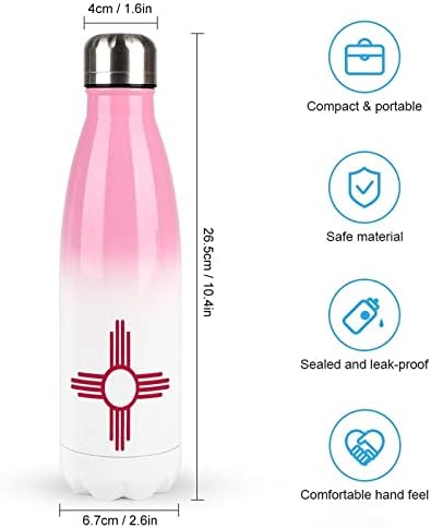 Novo México Sun Symbol 17oz Sport Water Bottle Bottle Stainless Acelele A vácuo em forma de cola