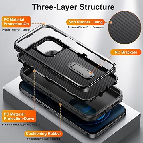 Idweel iPhone 12 Pro Max Case com suporte, Proteção pesada Proteção à prova de choque à prova de choques