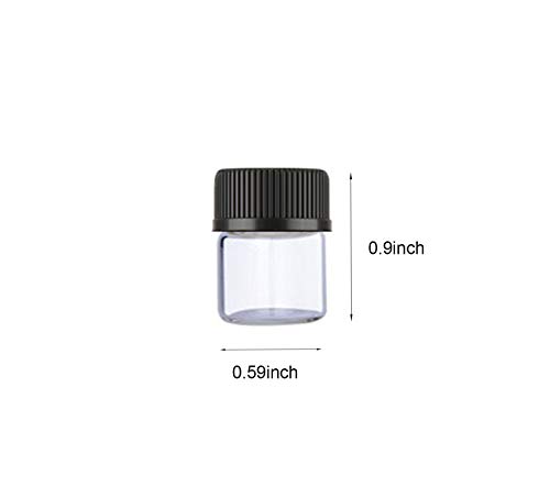Jjkmall- 50pcs de amostra clara garrafas de vidro mini 1ml 1/4dram Óleos essenciais frascos com redutor de