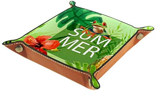 Lyetny Summer Sapo Tropical Green Organizer Bandejas Caixa de armazenamento Bandeja de mesa de mesa Caddy