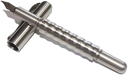 Pen do titânio Dufte Titanium Pen fina com clipe e conversor de tinta recarregável, caneta de presente de