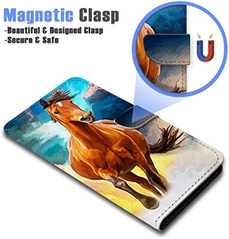 Para iPhone 14 Pro Max, capa de capa de carteira de flip de flip, A23241 Brown Running Horse 23241