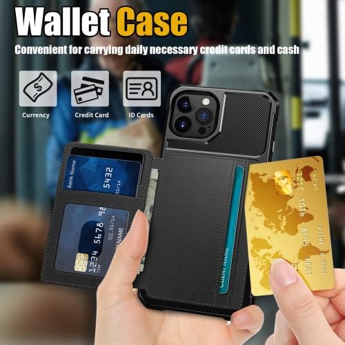 EVIO Compatível com o iPhone 14 Pro Max Wallet Case com suporte para cartão, Premium PU LEAR