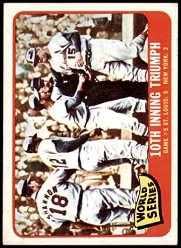 1965 Topps # 136 1964 World Series - Jogo # 5-10º Triunfo Tim McCarver/Bill White/Dick Groat/Mike Shannon St. Louis/New York Cardinals/Yankees VG/Ex+ Cardinals/Yankees
