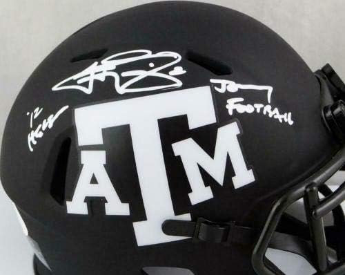 Johnny Manziel assinou o Texas A&M Eclipse Speed ​​Mini Capacete com 2 Insc -Jsa W *White - Mini capacetes autografados