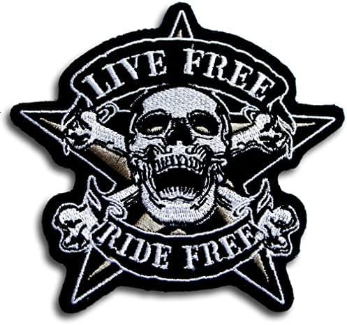 Skull Head Cross Bones Live Ride grátis Patch grátis Ferro bordado em apliques motociclistas de motocicleta
