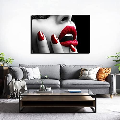 Mulheres sexy Lábios vermelhos e unhas Salão de unhas Poster arte de parede de arte impressão imprimir sala