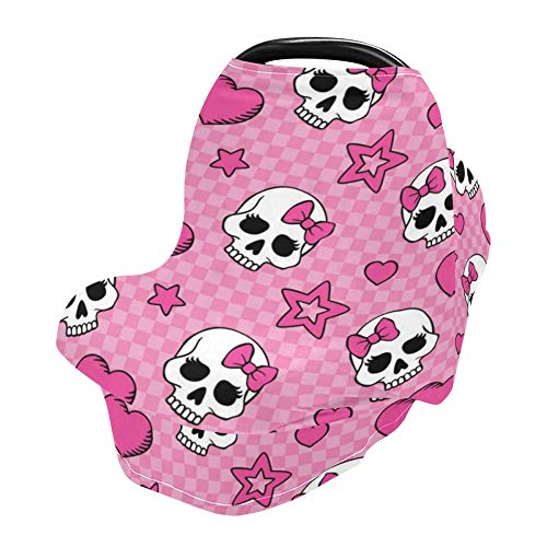 Yyzzh Skull em rosa Coração Bow Star Dia dos mortos Dia de Los Muertos Capas de assento do carro de bebê elástico