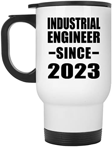 Designsify Engenheiro Industrial Desde 2023, Caneca de Viagem Branca 14oz de Aço Antelhado Tumbler,