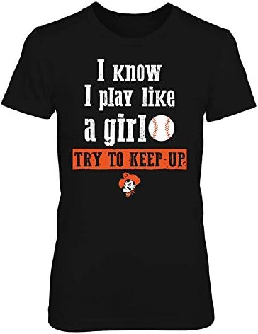 Fanprint Oklahoma State Cowboys T -shirt - Jogue como uma garota - Softball - Team