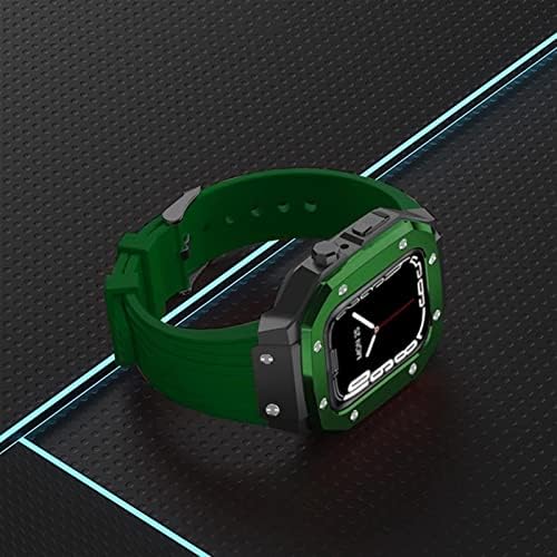 Kanuz para Apple Watch Band Série 7 Caso de relógio de liga de liga 44mm 42mm 45mm Metal Luxury Metal Rubber