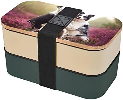 Caixa de bento de almoço de cachorro fofo com alça ajustável atualizada, contêiner de alimentos à prova