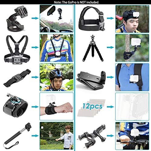 Navitech 50-in-1 Action Camera Accessories Combo Kit com EVA Case Compatível com a câmera de ação IXROROAD