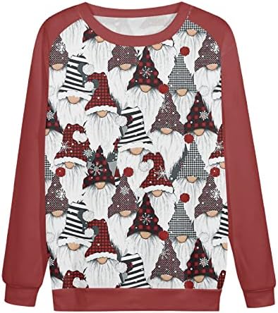 Hoodies for Women Christmas Zip Up Tunic Shirt Sweater Red Sweater de Xmas Elk Tops de Manga Longa de Manga Longa Funny T-Shirt Tops O Pescoço